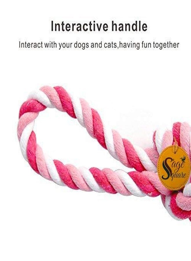 سايج سكوير لعبة حبل طبيعي مربعة الشكل للكلاب من سيج، لعبة شد ومضغ للاستخدام اليومي، مرحة، للتمرين، والتسلق للكلاب/الجراء/القطط/القطط الصغيرة (أحمر) - Image 3